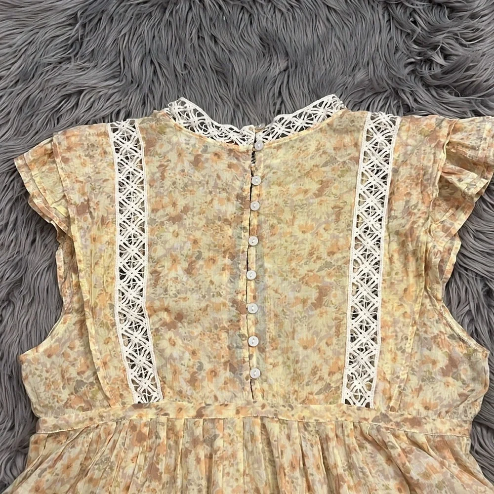 Free People One Eva top tunic crochet detail front to back reversible S